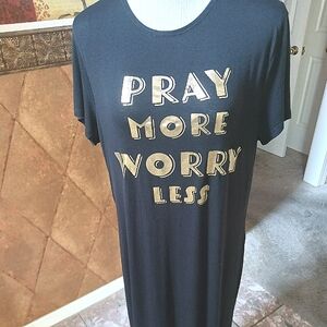 NWOT Loungewear/Cover-Up Short Sleeve Maxi Black Metallic Gold Plus Size 1X